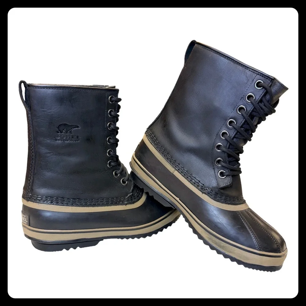 Sorel 1964 T Pac Duck Boots Men 7.5 Black Waterproof Insulated Lined NM2725-010
